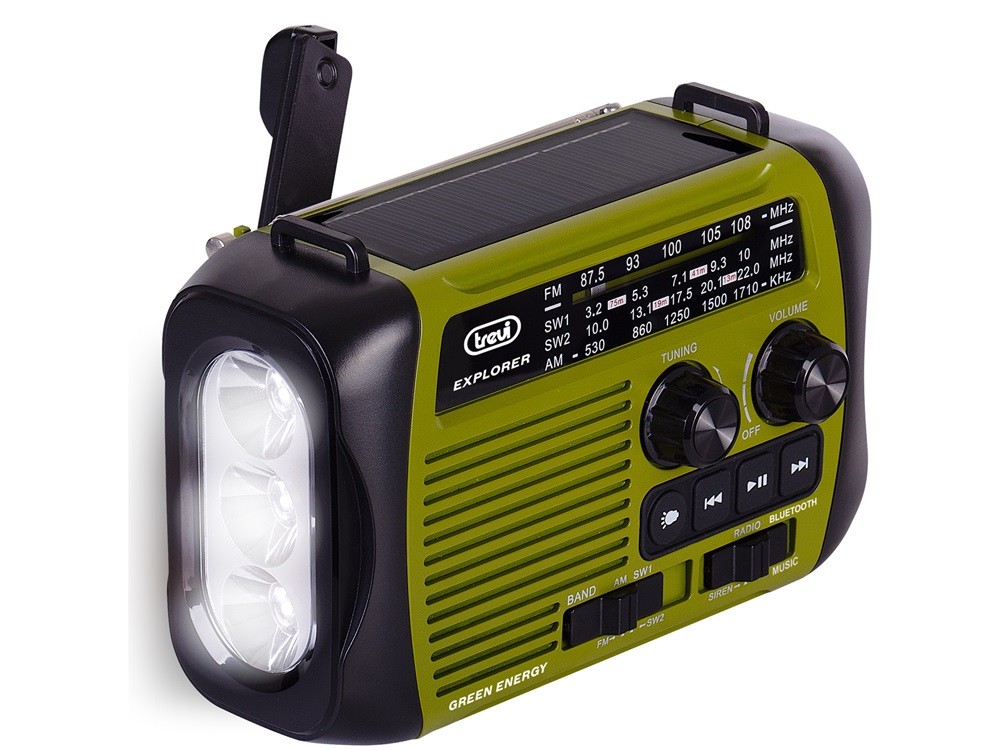 Trevi RA 7F30 BT FM/USB/microSD/Bluetooth napelemes,lámpás,dinamós zöld rádió