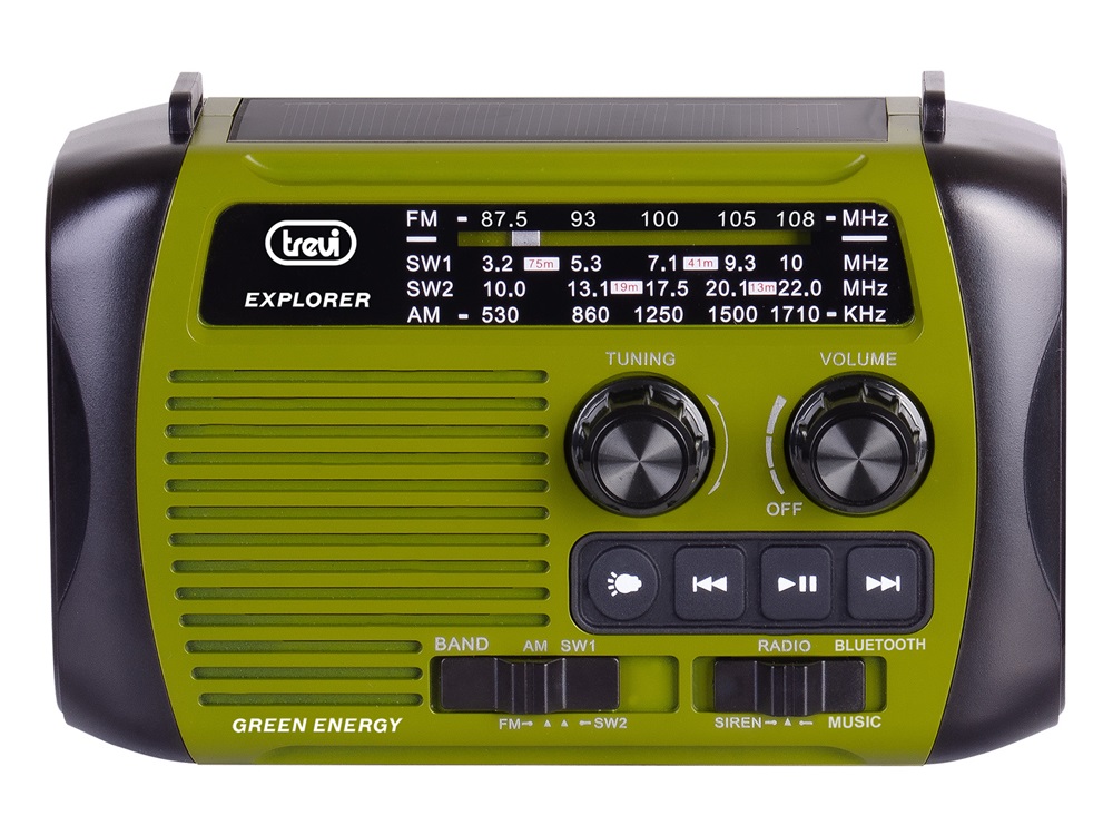 Trevi RA 7F30 BT FM/USB/microSD/Bluetooth napelemes,lámpás,dinamós zöld rádió