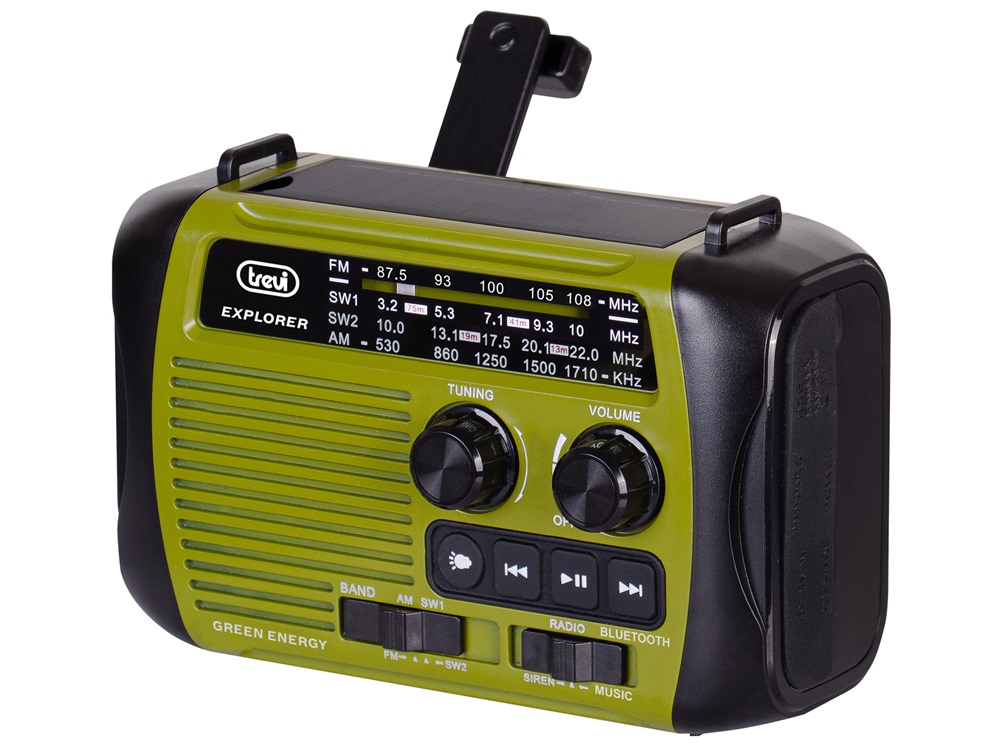 Trevi RA 7F30 BT FM/USB/microSD/Bluetooth napelemes,lámpás,dinamós zöld rádió