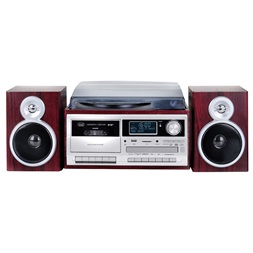 Trevi TT 1072 E sötét fa retro bakelit lemezjátszó/mini hifi rendszer