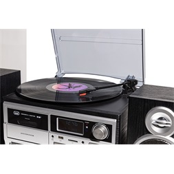Trevi TT 1072 E sötét fa retro bakelit lemezjátszó/Mini HiFi rendszer (Újracsomagolt)
