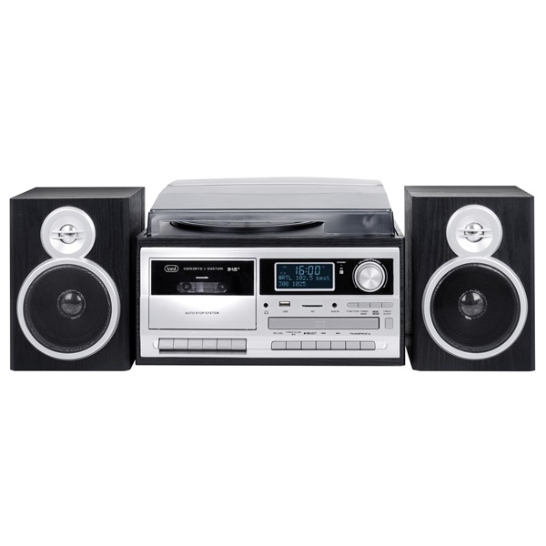 Trevi TT 1072 E sötét fa retro bakelit lemezjátszó/Mini HiFi rendszer (Újracsomagolt)