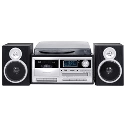 Trevi TT 1072 E sötét fa retro bakelit lemezjátszó/Mini HiFi rendszer (Újracsomagolt)