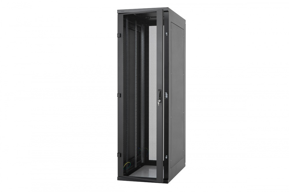 Triton 19" 27U 600x1000 mm Perforált ajtóval, teherbírás 800kg, fekete szerver szekrény
