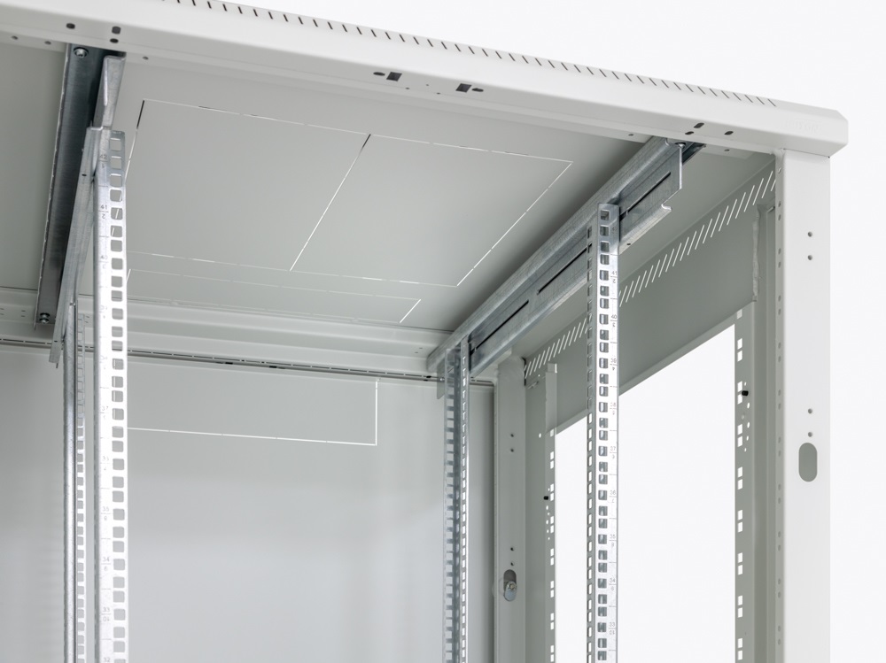 Triton 19" 42U 600x600 mm Biztonsági üvegajtóval, teherbírás 800kg, szürke álló rack szekrény