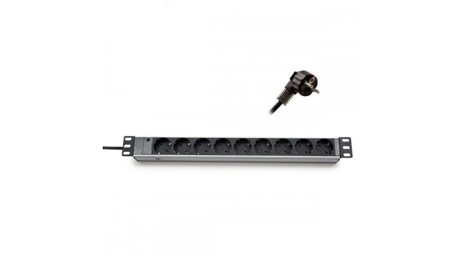 KE-Line 19" elosztópanel 9x250V, kontrol LED-del, 1U, 2,3m
