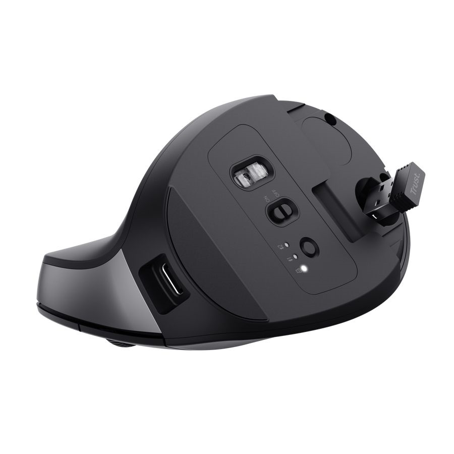 Trust 25146 Bayo+ vezeték nélküli fekete többeszközös ergonómikus egér