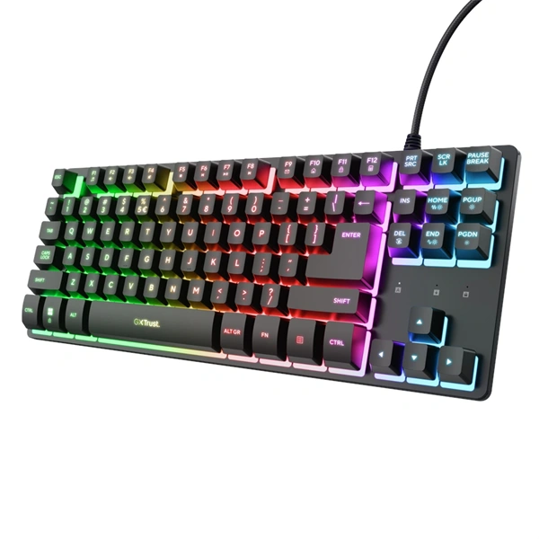 Trust 26063 GXT 833 Thado TKL háttérvilágítású magyar fekete gamer billentyűzet