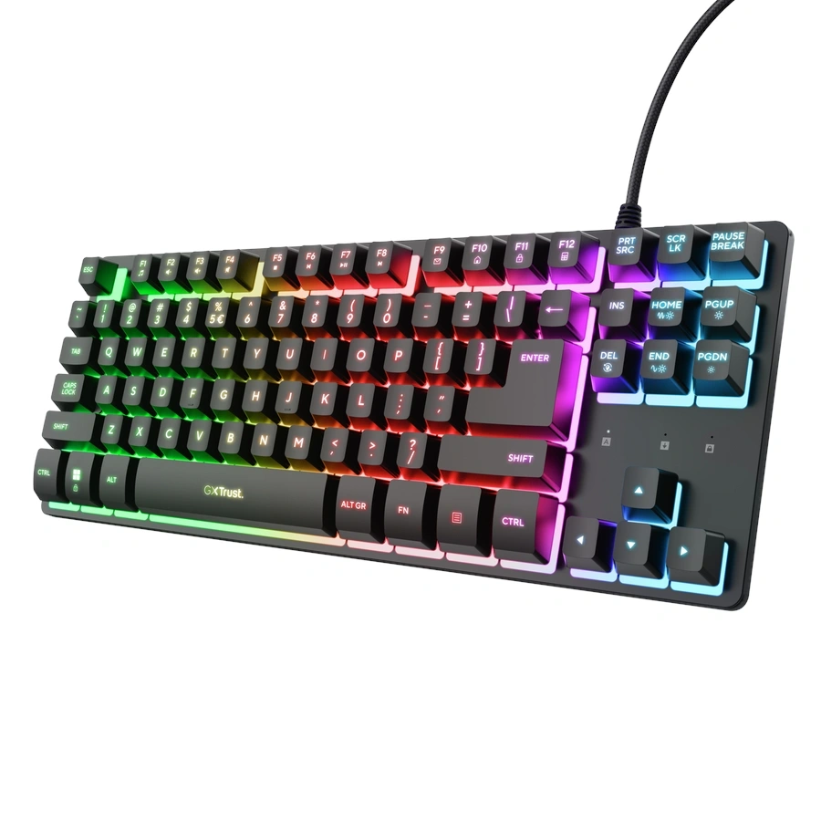 Trust 26063 GXT 833 Thado TKL háttérvilágítású magyar fekete gamer billentyűzet