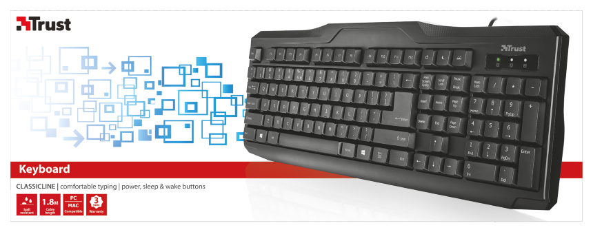 Trust ClassicLine (new) HUN USB fekete billentyűzet