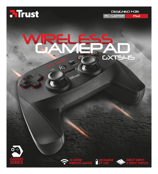 Trust 20491 GXT 545 Yula wless PC/PS3 vezeték nélküli fekete kontroller
