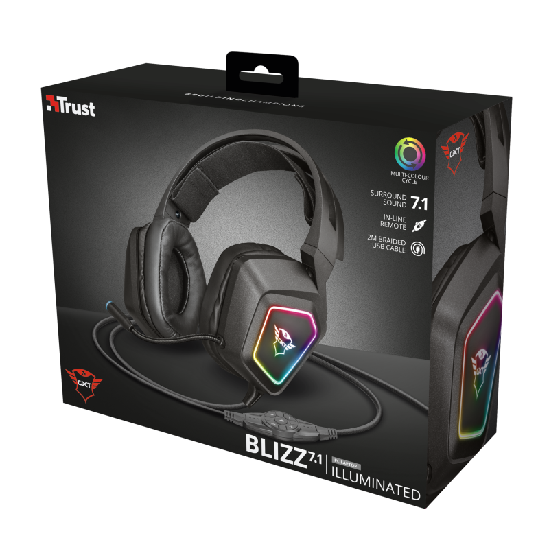 Trust GXT 450 Blizz RGB 7.1 Surround USB gamer headset