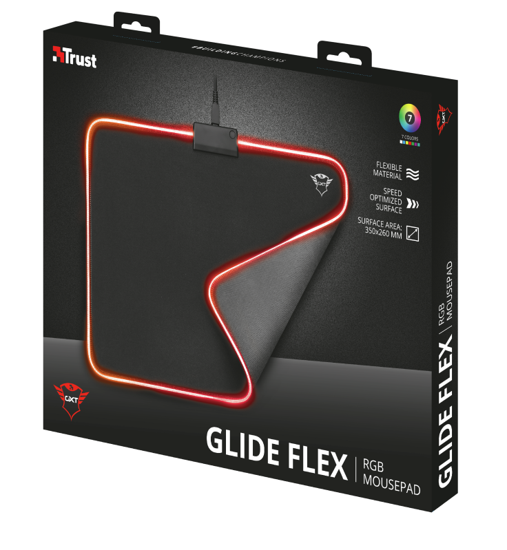 Trust GXT 762 Glide-Flex Illuminated flexible világító fekete gamer egérpad
