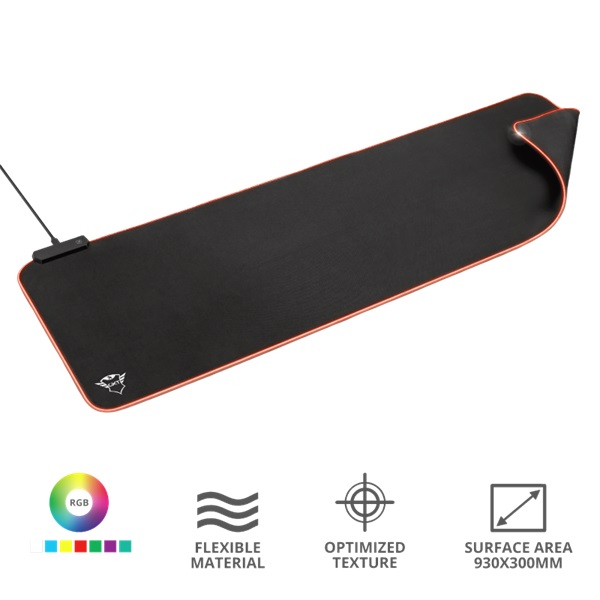 Trust GXT 764 Glide-Flex RGB  XXL világító fekete gamer egérpad