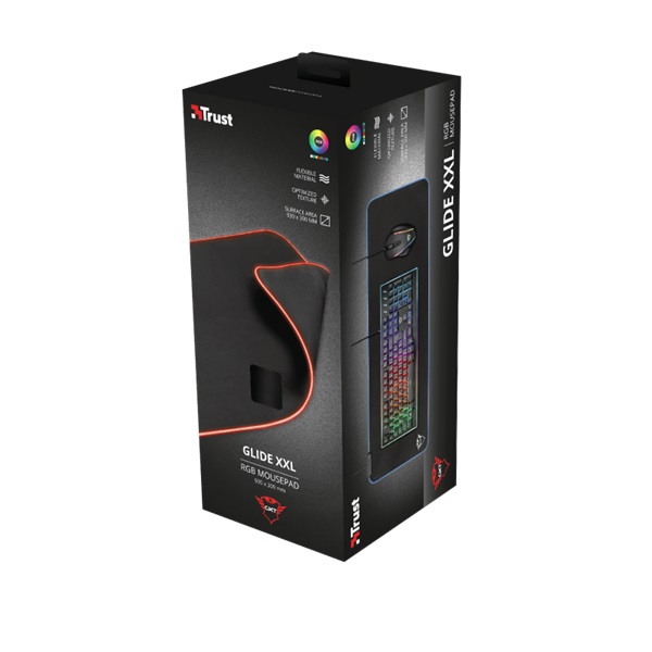 Trust GXT 764 Glide-Flex RGB  XXL világító fekete gamer egérpad
