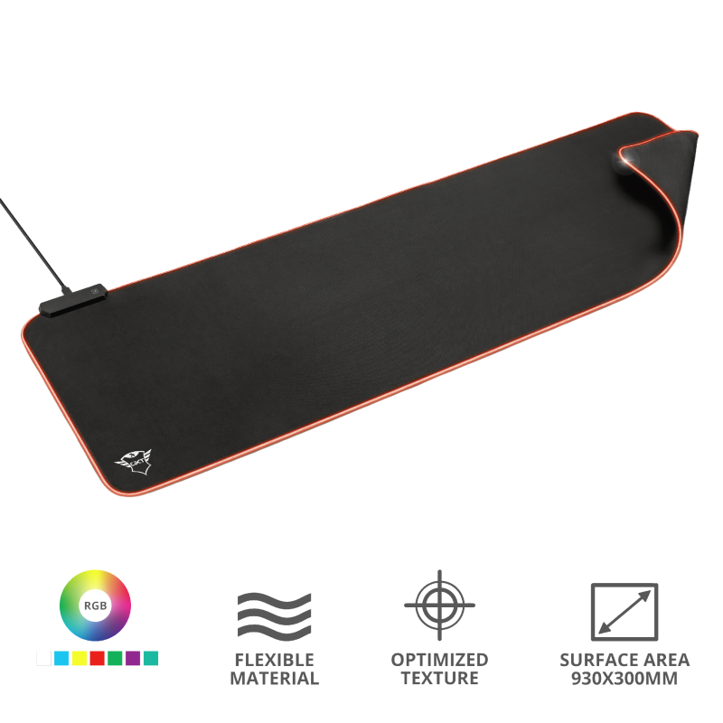 Trust GXT 764 Glide-Flex RGB  XXL világító fekete gamer egérpad