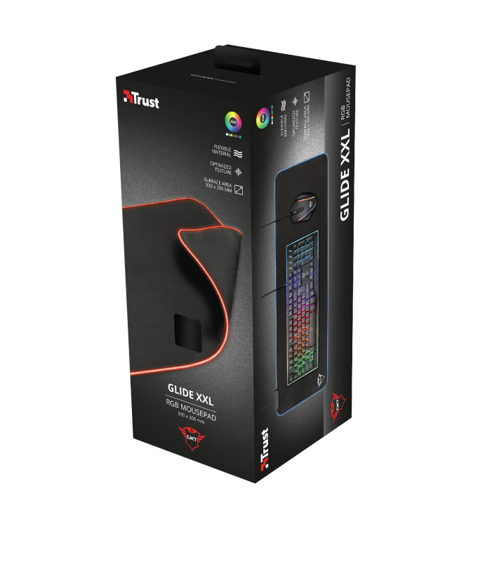 Trust GXT 764 Glide-Flex RGB  XXL világító fekete gamer egérpad