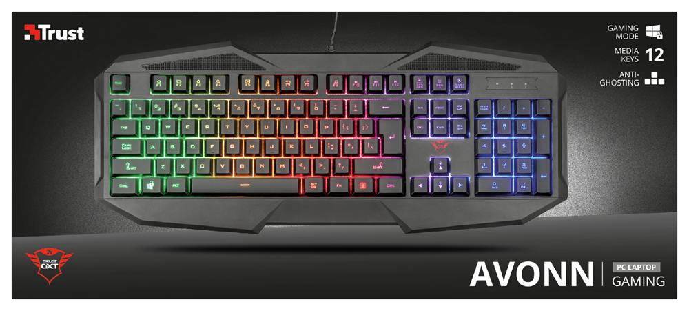 Trust GXT 830-RW Avonn HUN USB fekete gamer billentyűzet