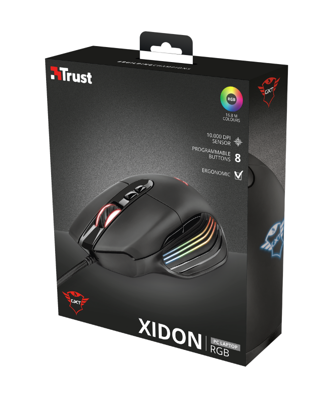 Trust GXT 940 Xidon RGB fekete gamer egér