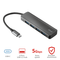 Trust Halyx 4 portos USB-C  USB3.2 alumínium HUB