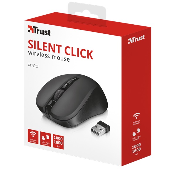 Trust Mydo Silent Click vezeték nélküli fekete egér