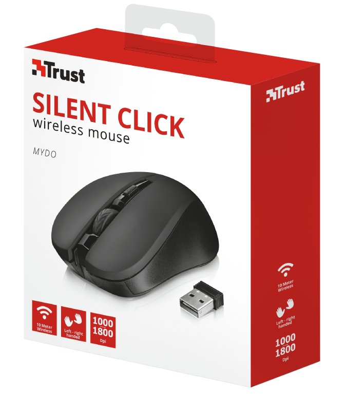Trust Mydo Silent Click vezeték nélküli fekete egér