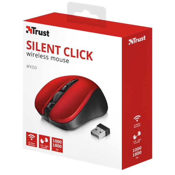 Trust Mydo Silent Click vezeték nélküli piros egér