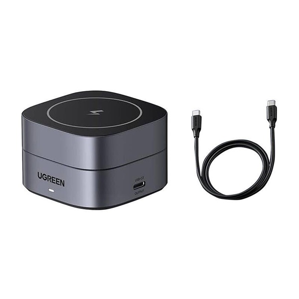 UGREEN W256 Qi 2in1 20W fekete töltőállomás + Type-C kábel