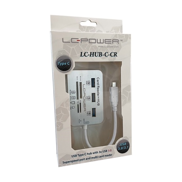 USB HUB LC Power LC-HUB-C-CR 4 port USB 3.0 multi card reader