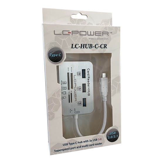 USB HUB LC Power LC-HUB-C-CR 4 port USB 3.0 multi card reader