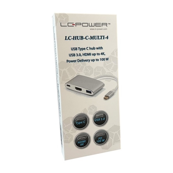 USB HUB LC Power LC-HUB-C-MULTI-4 4 port USB type C ->USB 3.0, HDMI, PD port