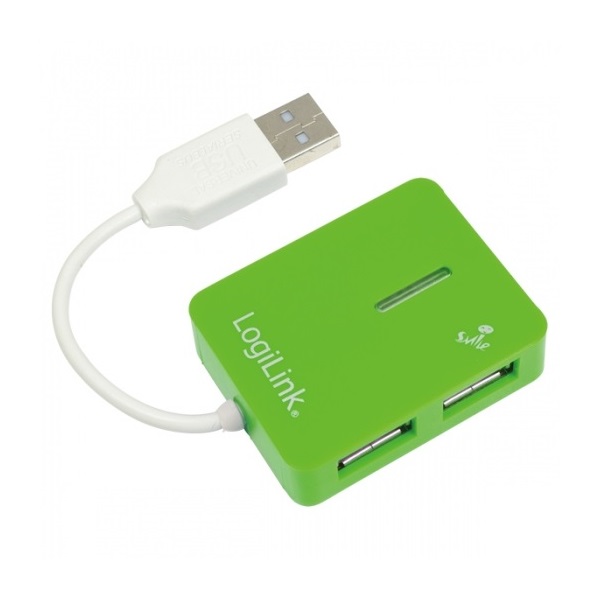 USB LogiLink UA0138 "Smile" USB2.0 4 portos külső hub - Zöld