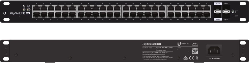 Ubiquiti EdgeSwitch 48xGigabit Ethernet port, 2xSFP, 2xSFP+ port, PoE+, 19" Rackmount, 500W