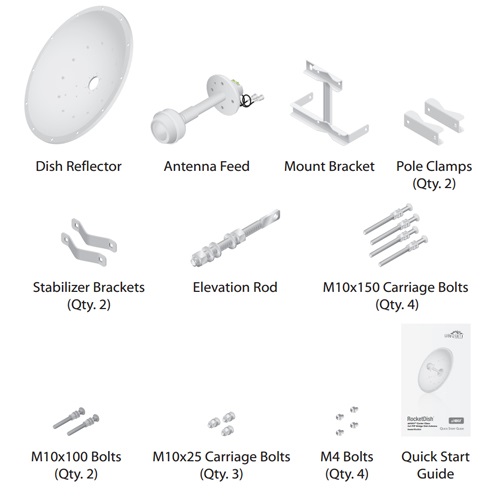 Ubiquiti RD-2G24 2,4GHz RocketDish 24dBi 2x2 MIMO Duplex parabola antenna