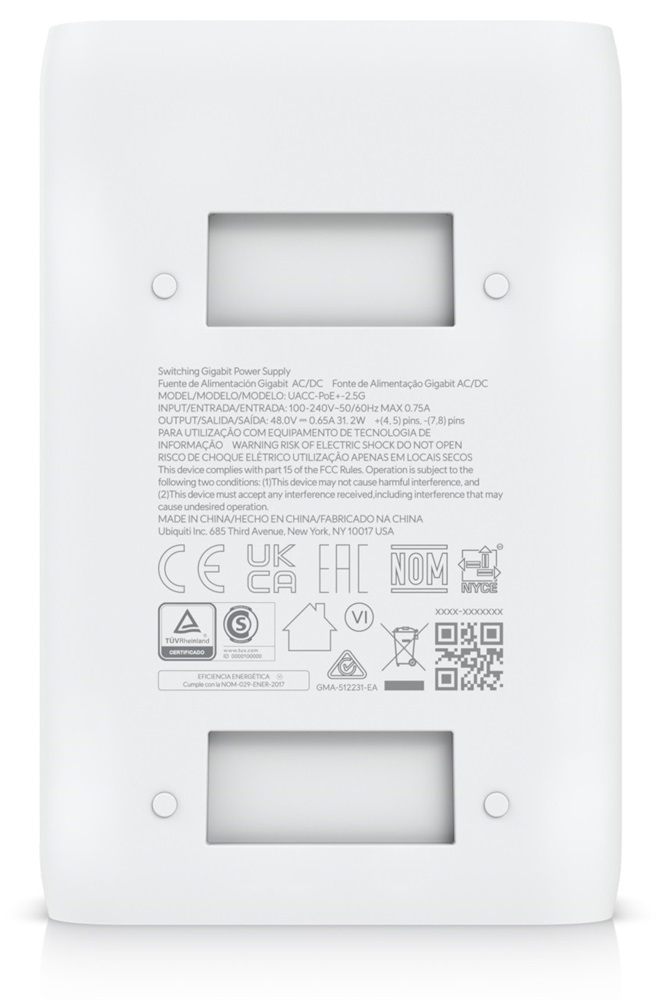 Ubiquiti UACC-POE+-2.5G 48V 0,65A tápegység 2.5GbE Multi-Gigabit LAN porttal