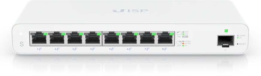 Ubiquiti UISP-S 8xGbE PoE LAN 1xSFP port L2 menedzselhető PoE switch