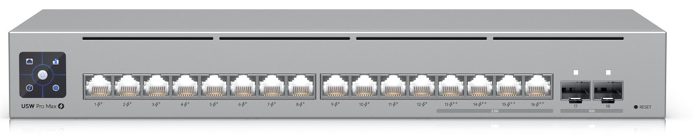 Ubiquiti USW-Pro-Max-16-PoE 12port GbE LAN PoE 4x2.5GbE Multi-Gigabit LAN PoE 2xSFP+ port L3 menedzselhető switch
