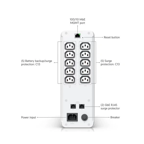 Ubiquiti UniFi UPS-Tower 1000VA 600W IP20 IEC line interaktív szünetmentes tápegység