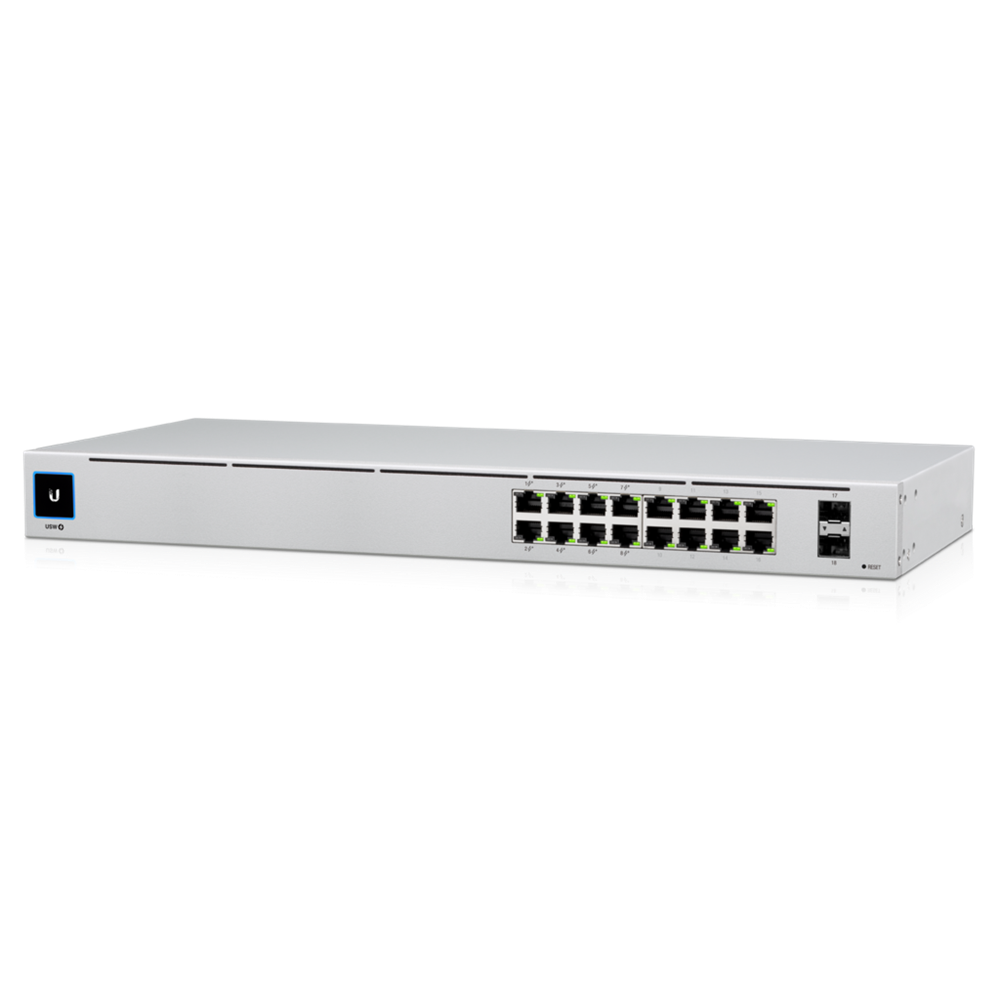 Ubiquiti UniFi USW-16-POE Gen2 16port GbE LAN 8x PoE+ 2xGbE SFP port L2 menedzselhető switch
