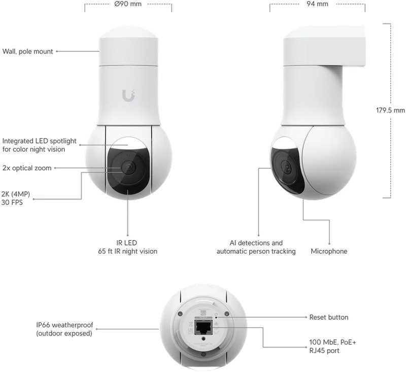 Ubiquiti UniFi UVC-G5-PTZ 4MP 2K kültéri PTZ dómkamera