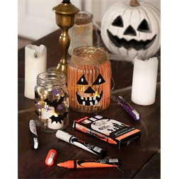 Uni Chalk NI PWE-5M Halloween 4db-os folyékony krétafilc készlet (fehér, fekete, fl narancs, lila)