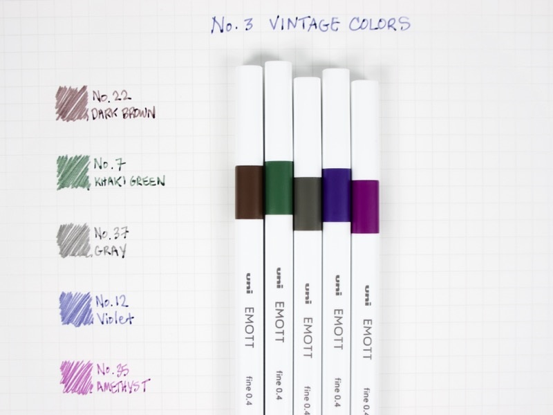 Uni Emott No.3 Vintage Colors 5db-os vegyes színű tűfilc készlet