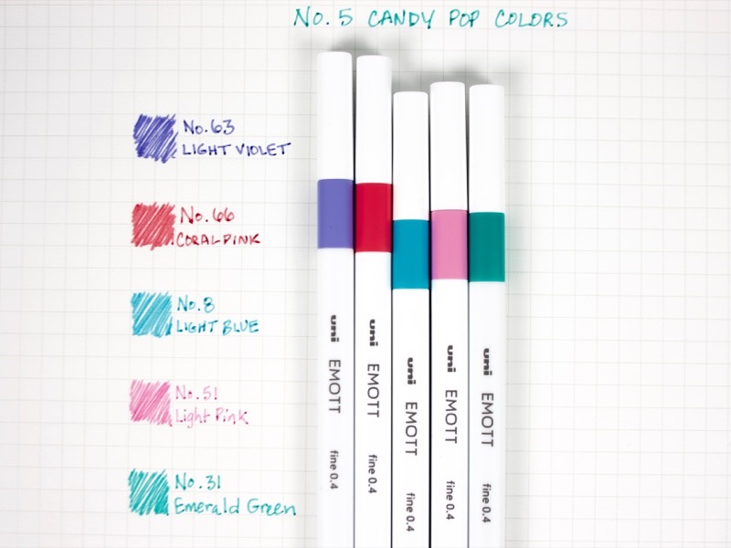 Uni Emott No.5 Candy Pop Colors 5db-os vegyes színű tűfilc készlet