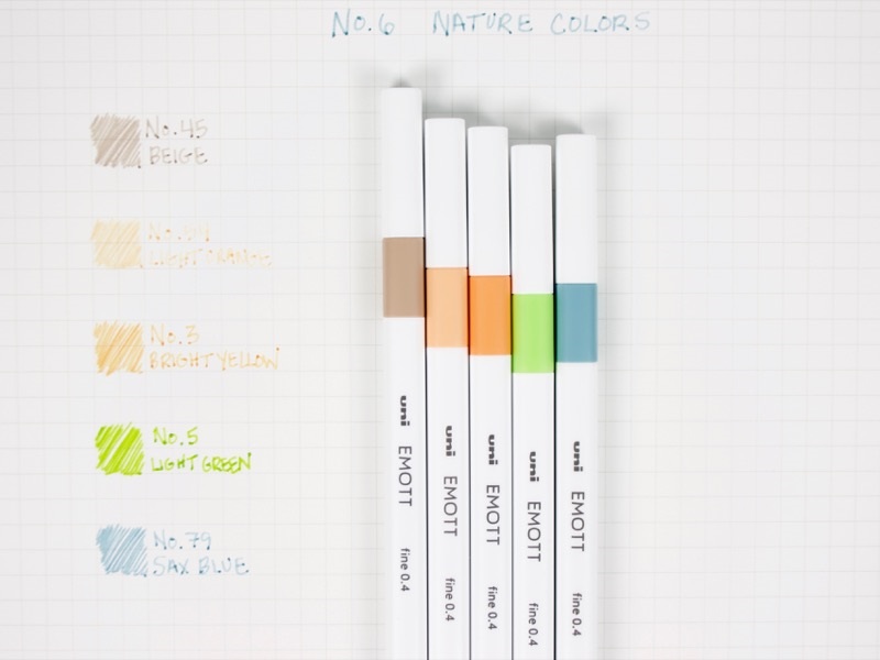 Uni Emott No.6 Nature Colors 5db-os vegyes színű tűfilc készlet