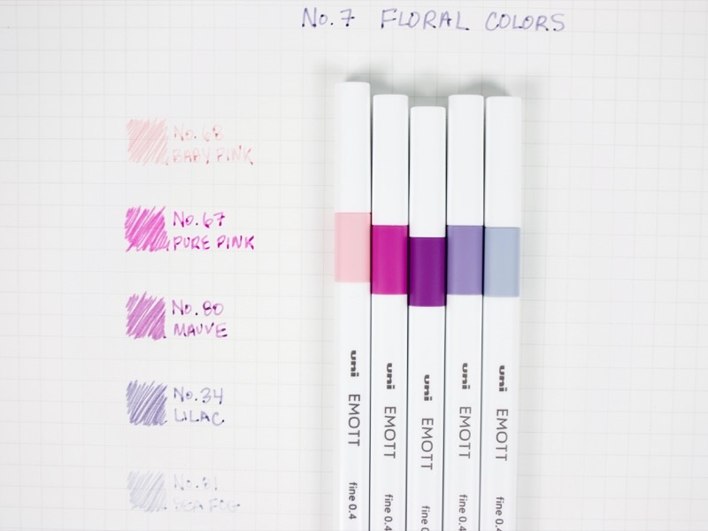 Uni Emott No.7 Floral Colors 5db-os vegyes színű tűfilc készlet