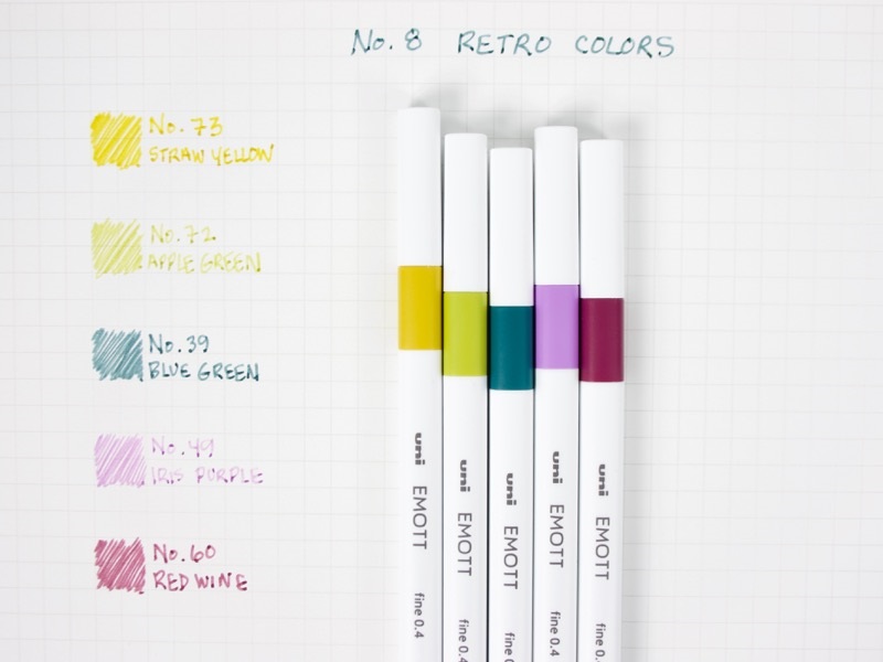 Uni Emott No.8 Retro Colors 5db-os vegyes színű tűfilc készlet