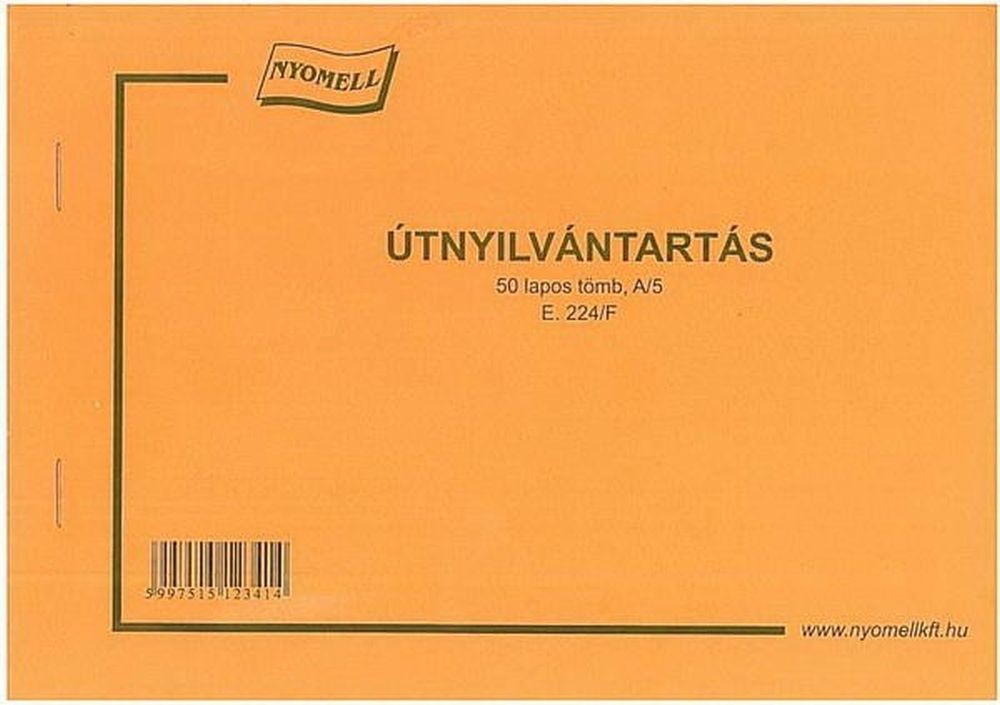 B.TM.12 A5 50lapos fekvő "Útnyilvántartó" nyomtatvány