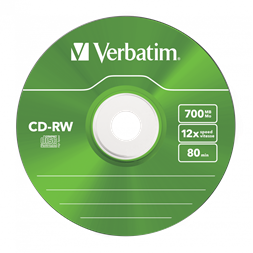 VERBATIM 43167 CD-RW 700MB/12x/színes írható felület/újraírható slim CD 5db/csomag