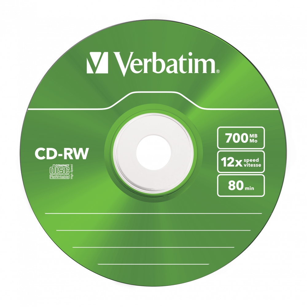 VERBATIM 43167 CD-RW 700MB/12x/színes írható felület/újraírható slim CD 5db/csomag