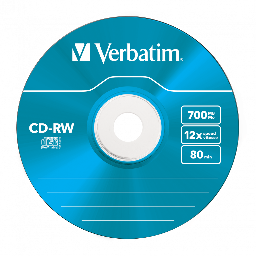 VERBATIM 43167 CD-RW 700MB/12x/színes írható felület/újraírható slim CD 5db/csomag